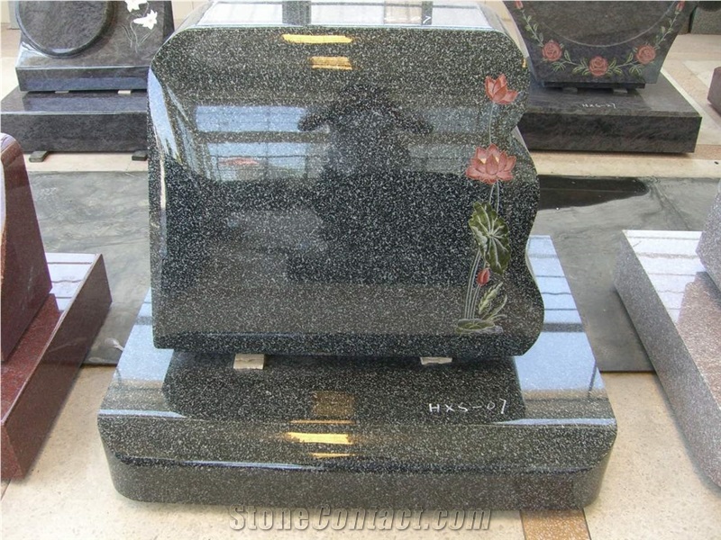 Black Monuments Tombstones with Flower