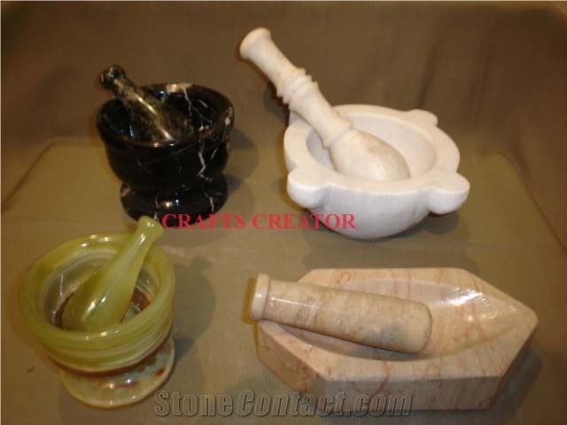Mortar Pestle Marble and Onyx
