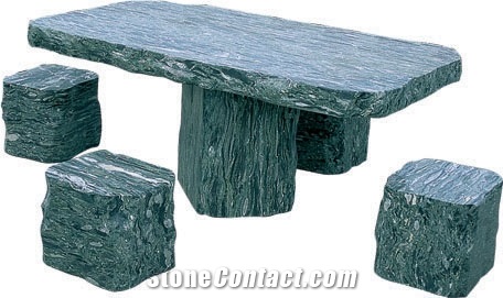 Green Marble Table Bench