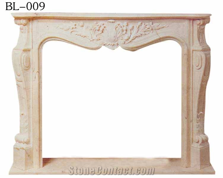 Beige Marble Fireplace Mantel with Carved,Interior Stone