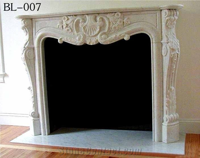 China Beige Sandstone Fireplace Carved Western Style with Simple Deign-Interior Stone