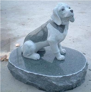 Grey Granite Animal Carving (Dog) Sculpture