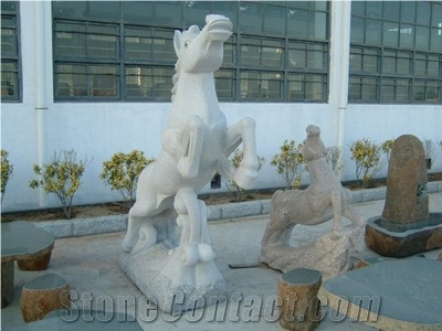 White Marble Animal Sculpture Horse