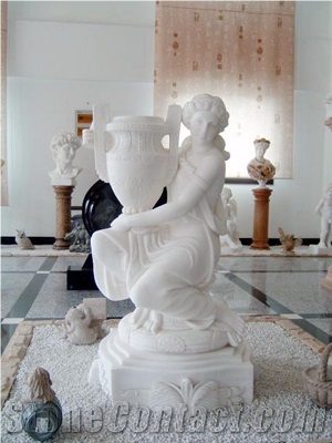 White Marble Carved Personal Human Sculpture