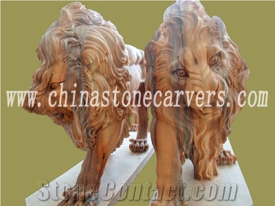 Hand Carved Stone Lion Statue