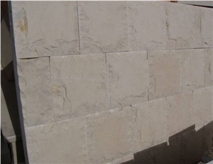 Beige Limestone Mushroomed Wall Stone