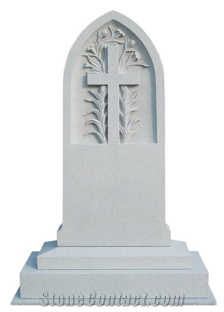 White Granite Family Monument,Cross Tombstone