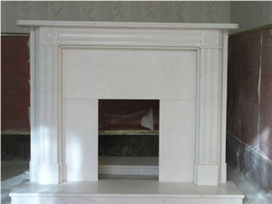 White Limestone Fireplace