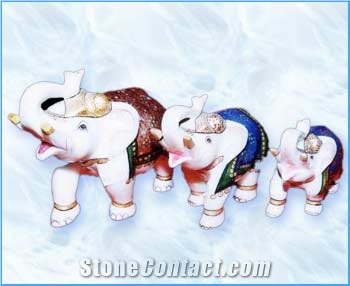 Marble Decoratives Elephants Figure
