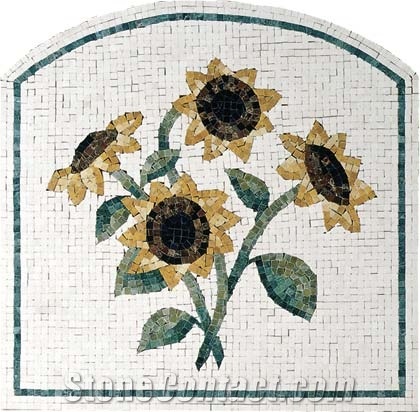 Marble Sunflower Mosaic Panel