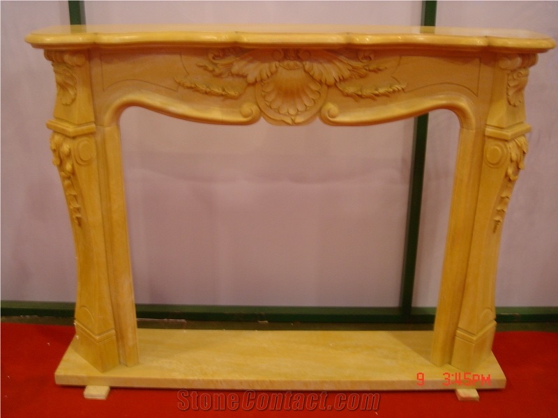 Golden Yellow Marble Fireplace 9