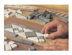 Travertine and Emperador Fume Marble Mosaic Moldings