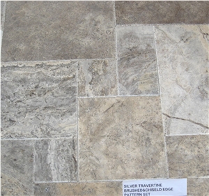 Brushed Chiseled Edge Antique Silver Travertine