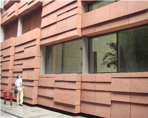 Red Sandstone Cladding, Sandstone Wall Tiles and Floor Tiles and Slabs