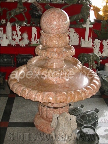 Red Agate Marble Garden Fountain