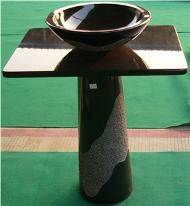 Black Granite Pedestal Basin