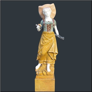 China Yellow Marble Western Style Human Sculpture