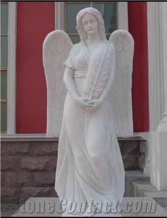 White Granite Angel Sculpture