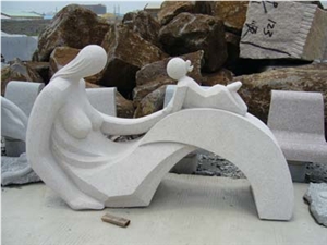 White Granite Person Abstract Carving Sculpture