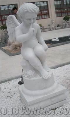 White Marble Angel Carving Sculpture