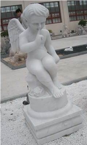 White Marble Angel Carving Sculpture