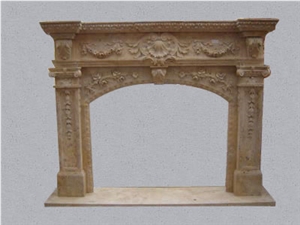 Beige Marble Fireplace Mantel