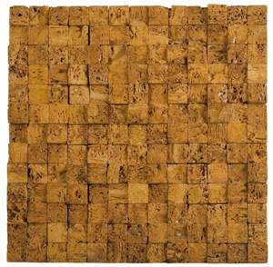 Travertino Oro Dark Cubic Split Face Mosaic