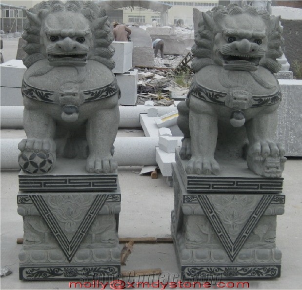 Grey Granite Lion Sculpture 01