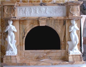 Rosa Aurora Pink Marble Fireplace