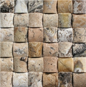 Antico Travertine Curve Mosaic