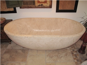 Bathtub Travertine Carved from Whole Slab