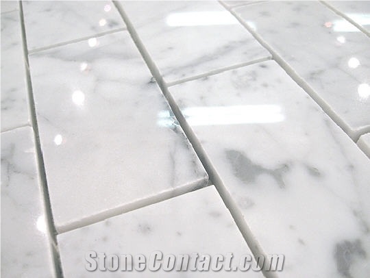 Brick Joint White Marble Mosaic