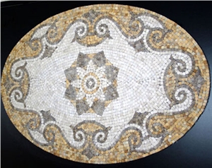 Beige Travertine Mosaic Medallion