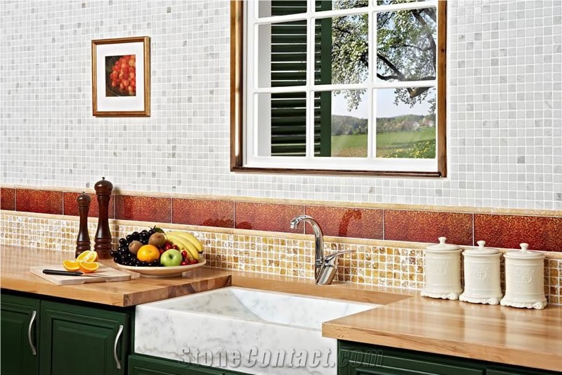 Mediterranean Tile and Stone Marble Sink