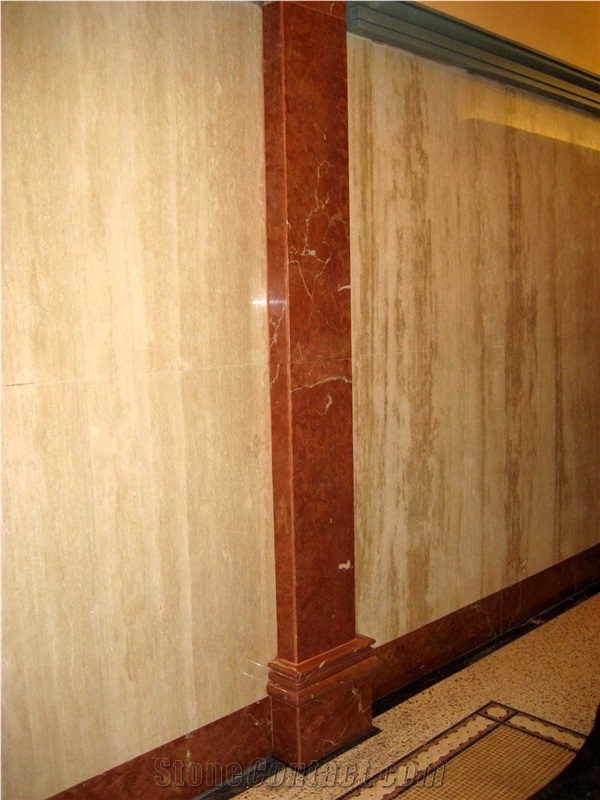 Travertine Wall Panels with Rojo Alicante