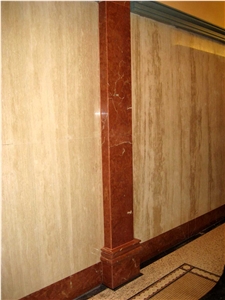 Travertine Wall Panels with Rojo Alicante