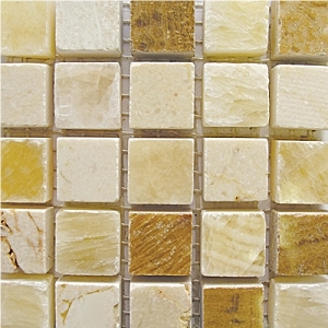 Honey Onyx,Crema Marfil Timber Mosaic