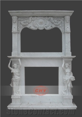 Marble Carved Stone Fireplace