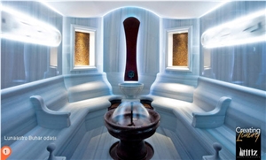 Marmara Marble Steam Room, Marmara White Marble Bath Design