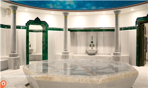 Ottoman Turkish Bath - Hammam Design, Marmara White Marble Bath Design