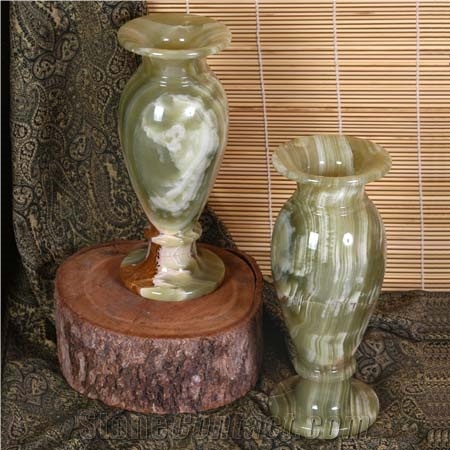 Pakistan Green Onyx Vases