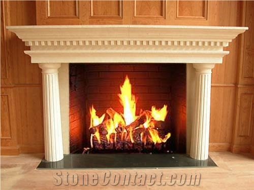 Hebron Gold Limestone Fireplace