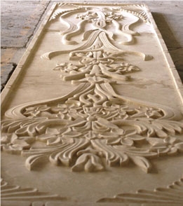 Ornamental White Marble Relief