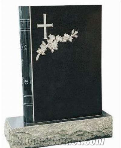 Black Granite Tombstone, Book Headstone