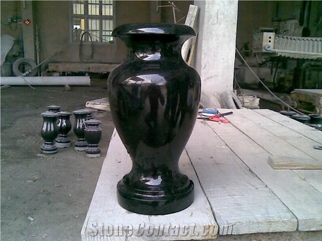 Black Marble Tombstone Vase