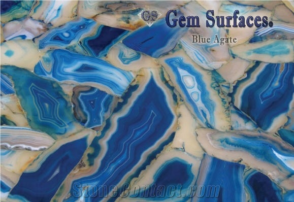 Blue Agate Gemstone Slab & Tiles