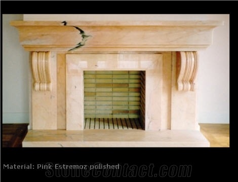 Pink Estremoz Marble Fireplace