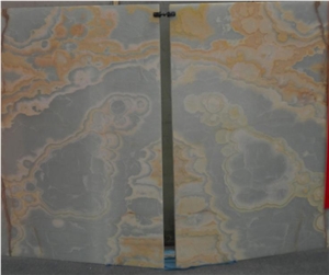 White Onyx Bookmatch Background Slabs