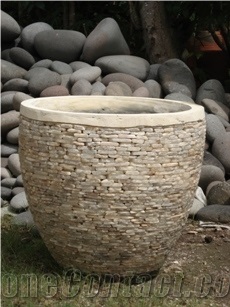 Natural Stone with Cement Planter Pot