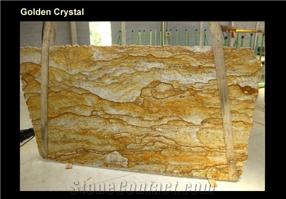 Golden Crystal Granite Slab, Brazil Yellow Granite